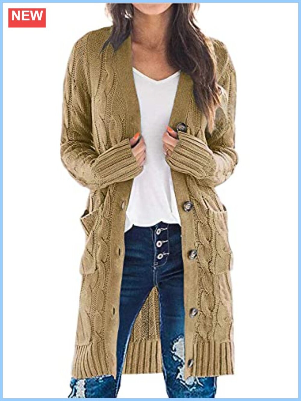 Women's Long Knit Cardigan with Pockets